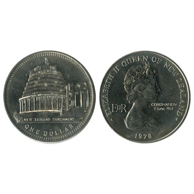 Монета 1 доллар Новой Зеландии 1978 г., 25 лет коронации Елизаветы II