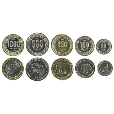 Монета Набор 5 монет Конго 2020 г. 60 лет независимости