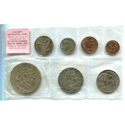 Монета Набор из 7-ми монет Новой Зеландии 1974 г. Британские игры содружества