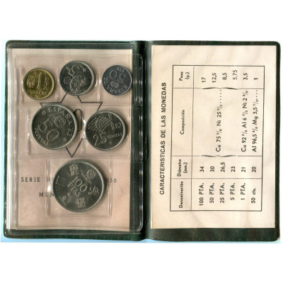 Монета Годовой набор из 6-ти монет Испании 1980 г. Чемпионат мира по футболу 82 (в буклете)