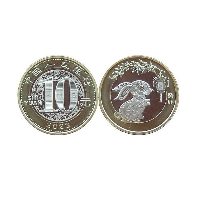 Монета 10 юаней Китая 2023 г. год Кролика