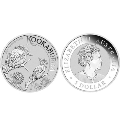 Серебряная монета 1 доллар Австралии 2023 г. Кукабарра