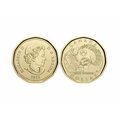 Монета 1 доллар Канады 2022 г. Оскар Питерсон