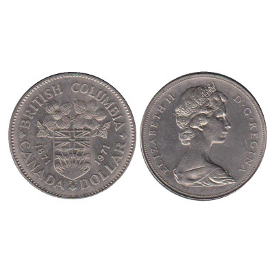 Монета 1 доллар Канады 1971 г. 100 лет со дня присоединения Британской Колумбии