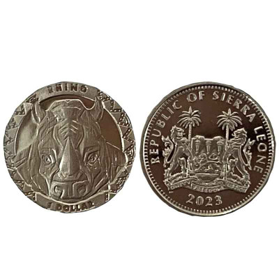 Монета 1 доллар Сьерра-Леоне 2023 г. Носорог