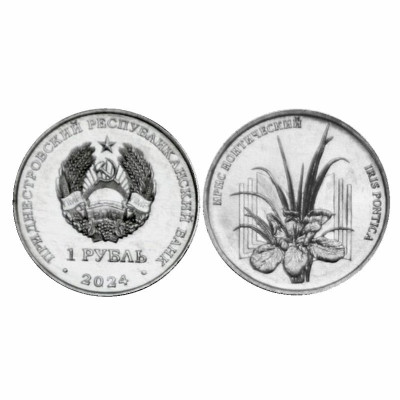 Монета 1 рубль Приднестровья 2024 г. Ирис понтический