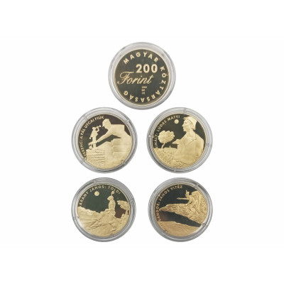 Набор 4 монеты 200 форинтов Венгрии 2001 г. Детская литература