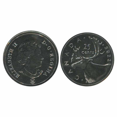 Монета 25 центов Канады 2022 г. Олень