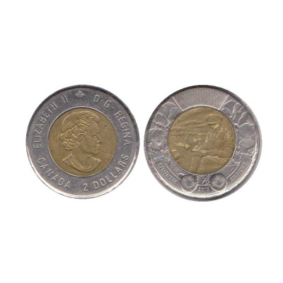 Биметаллическая монета 2 доллара Канады 2015 г. В полях Фландрии