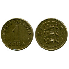 1 крона Эстонии 2001 г.