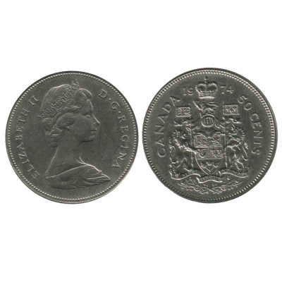 Монета 50 центов Канады 1974 г.