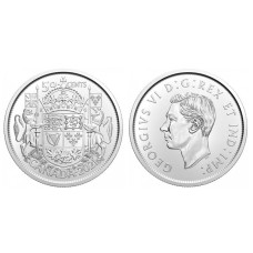 50 центов Канады 2021 г. 100 лет гербу Канады (Георг VI)