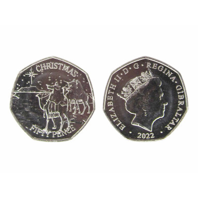 Монета 50 пенсов Гибралтара 2022 г. Рождество