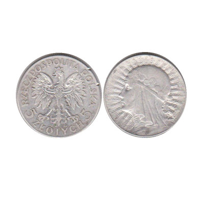 Серебряная монета 5 злотых Польши 1934 г., Ядвига (1)