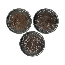 Набор из 2-х монет Турции 2009 г., Слон и черепаха