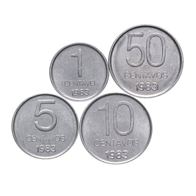 Набор 4 монеты 1, 5, 10, 50 сентаво Аргентины 1983 г.