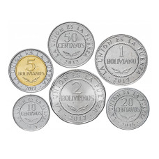 Набор 6 монет Боливии 2012-2023 гг.