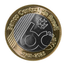 1 реал Бразилии 2025 г. 60 лет Центральному банку