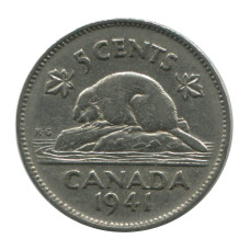 5 центов Канады 1941 г. Бобер