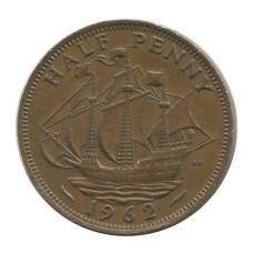 1/2 пенни Великобритании 1962 г.