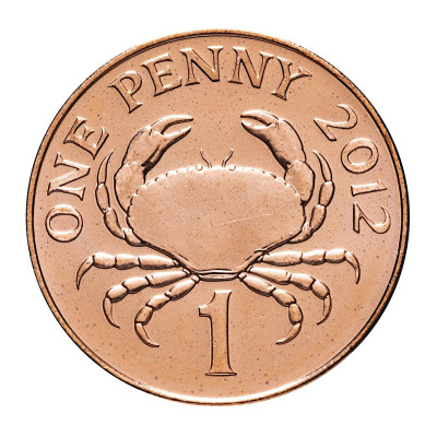 Монета 1 пенни Гернси 2012 г. Краб