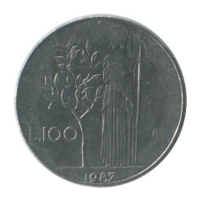 100 лир Италии 1987 г.