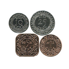 Набор 4 монеты Суринама 2012-2021 гг.