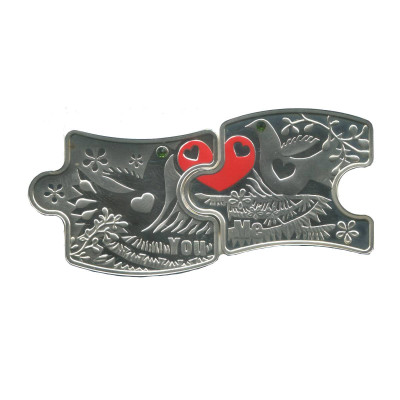 Серебряный набор 2 монеты 1 доллар Ниуэ 2012 г. Я и ты - история любви (пазл)