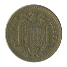1 песета Испании 1966 г. (75 внутри звезды)