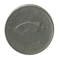 200 шиллингов Уганды 2008 г. Окунь