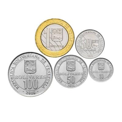 Набор 5 монет Венесуэлы 2016-2018 гг.