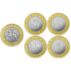 Набор 4 монеты Литвы 2012 г., Курортные города