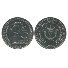 5 франков Бурунди 2014 г. Птицы - Калао-трубач