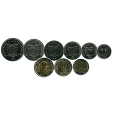 Набор 9 монет Эквадора 1988-1997 гг.