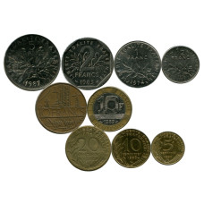 Набор 9 монет Франции (микс)
