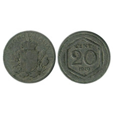 20 чентезимо Италии 1919 г.