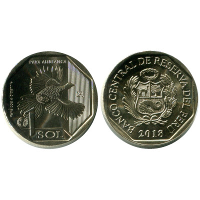 Монета 1 соль Перу 2018 г. Белокрылый гуан