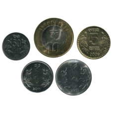 Набор 5 монет Индии (разные года)