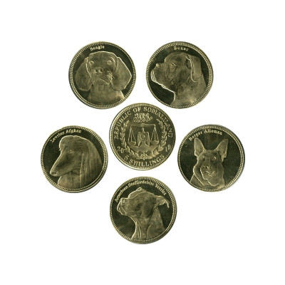Монета Набор из 5 монет Сомалиленда 2019 г., Собаки