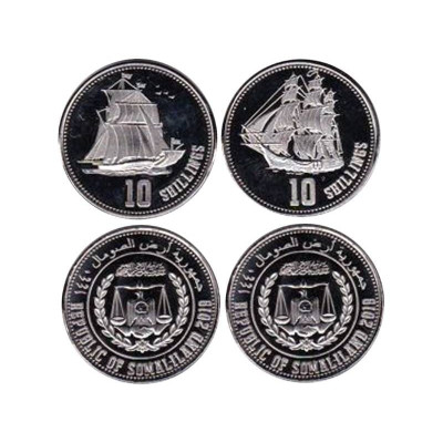 Монета Набор их 2-х монет Сомалиленда 2019 г. Парусники
