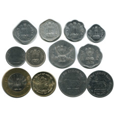 Набор 12 монет Индии, разные года