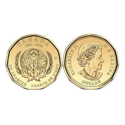 Монета 1 доллар Канады 2020 г. 75 лет ООН
