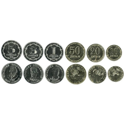 Монета Набор 6 монет Таджикистана 2020 г.