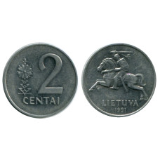 2 цента Литвы 1991 г.