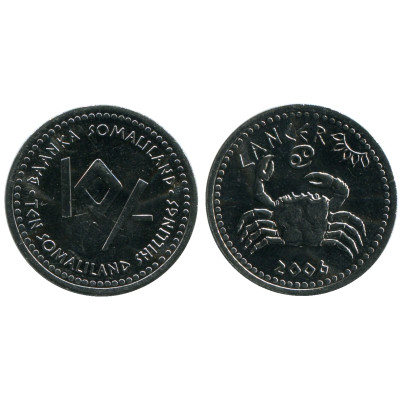 Монета 10 шиллингов Сомалиленда 2006 г. Рак