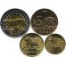 Набор 4 монеты Уругвая 2011-2012 гг. Животные (Броненосец, Капибара, Нанду, Пума)