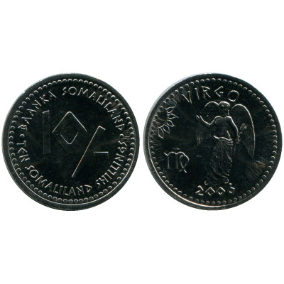 Монета 10 шиллингов Сомалиленда 2006 г. Дева
