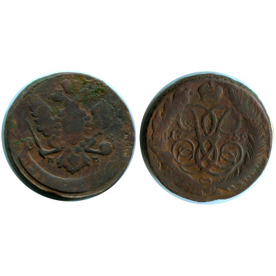 Монета 5 копеек России 1759 г., Елизавета Петровна (ММ) 2