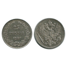 25 пенни Российской империи (Финляндии) 1907 г., Николай II