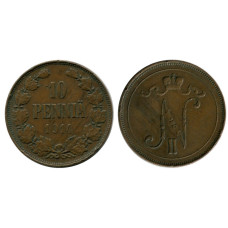 10 пенни Российской империи (Финляндии) 1914 г., Николай II